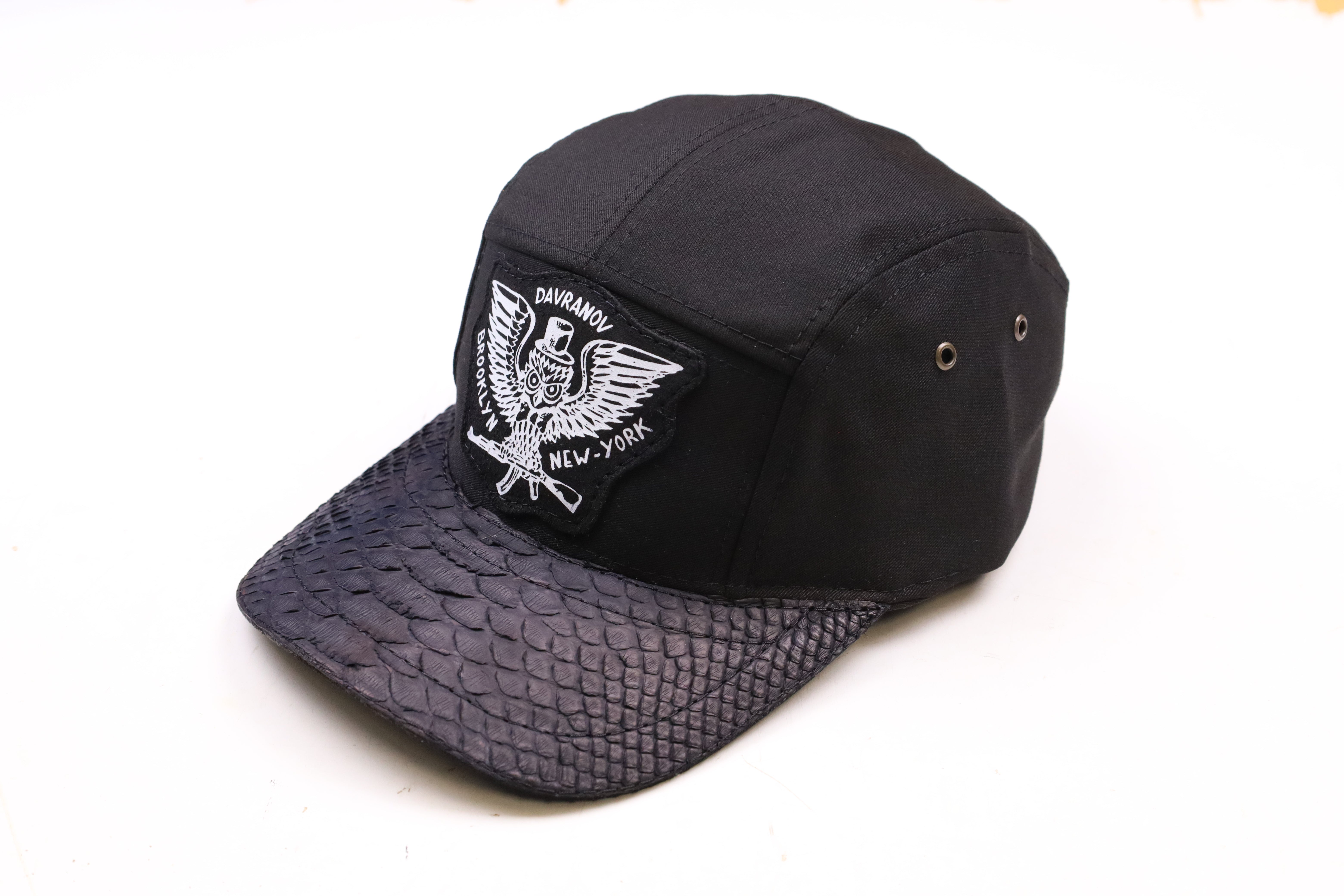 Black Snakeskin 5 Panel Davranov Hat