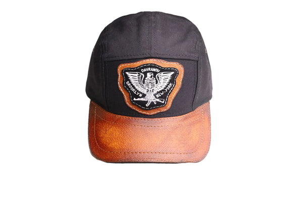 Hat with Distressed Leather Brim – Davranov