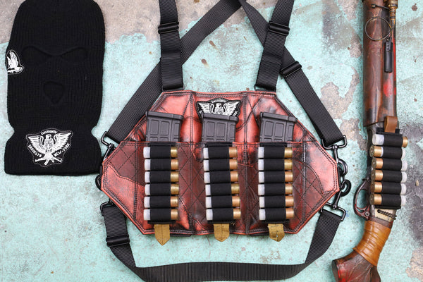 3 Cell Leather Shotgun Chestrig "Post Battle"