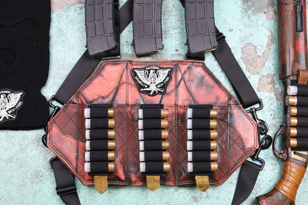 3 Cell Leather Shotgun Chestrig "Post Battle"