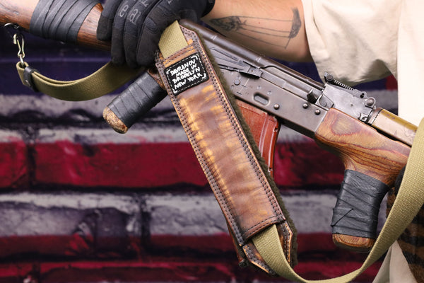 AK-47 Leather Sling with Olive Shearling