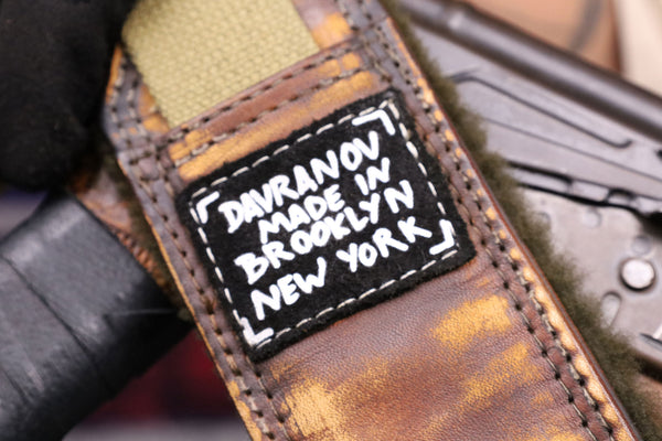 AK-47 Leather Sling with Olive Shearling