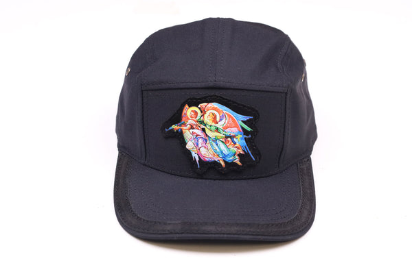 Black Hat with Leather Trim