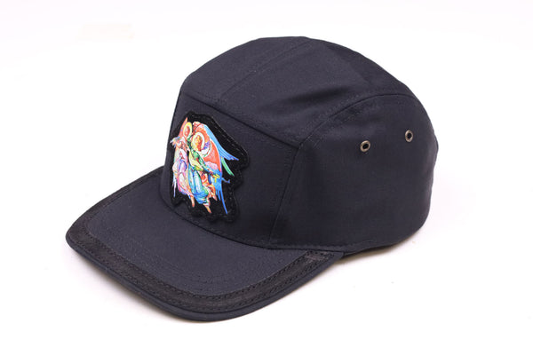 Black Hat with Leather Trim