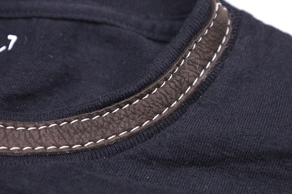 T-Shirt with Leather Trim "Ak Jesus"