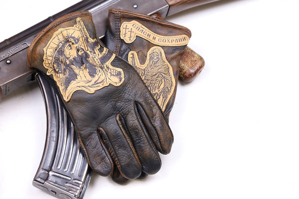 Leather Gloves "Ak Jesus"